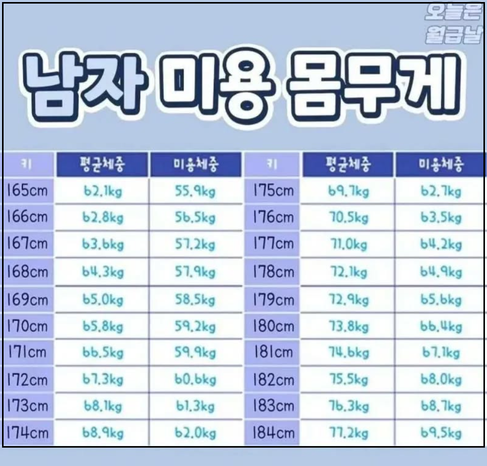 남자 미용 몸무게