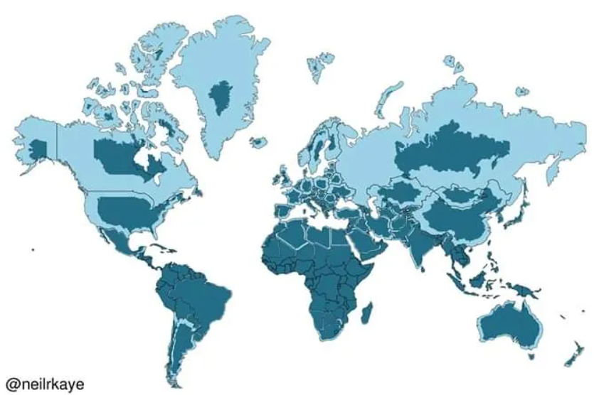 실제 나라 크기 비교