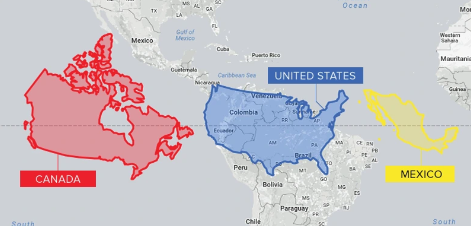 아메리카 실제 크기