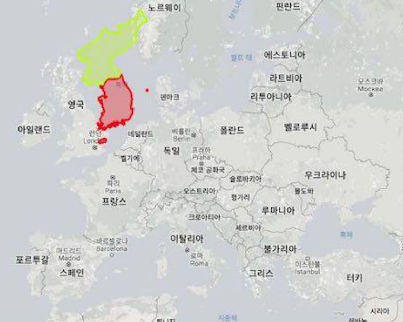 유럽 실제 크기