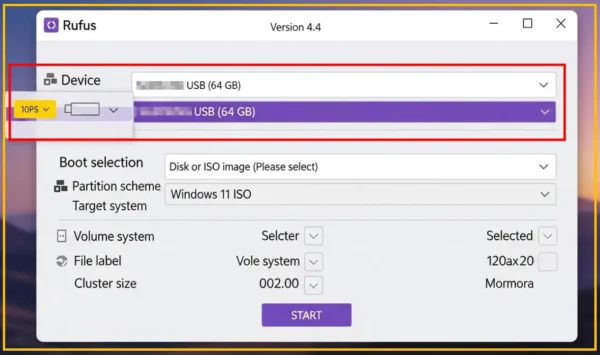 Rufus로 윈도우 11 설치 USB 만들기_Rufus 프로그램에서 Windows 설치 USB 제작 설정을 확인하는 화면