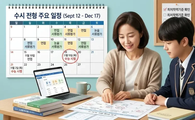 수시 대학별 전형 일정 정리