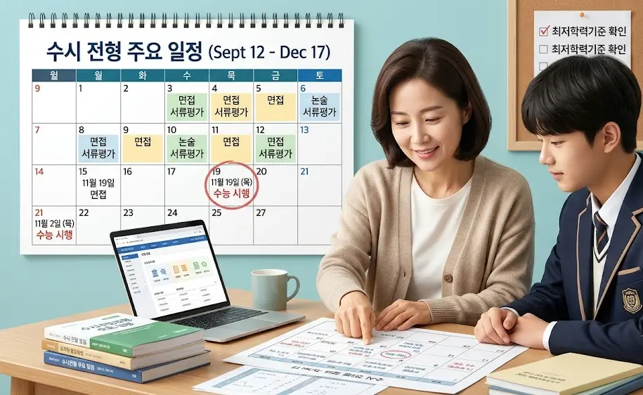 수시 대학별 전형 일정 정리