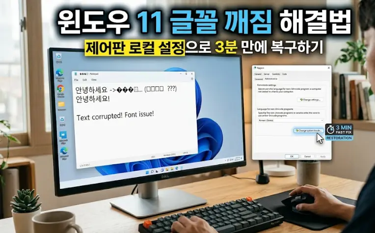 윈도우 11 글꼴 깨짐 해결법 - 제어판 로컬 설정으로 3분 만에 복구하기