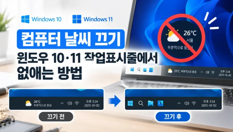 컴퓨터 날씨 끄기, 윈도우 10·11 작업표시줄에서 없애는 방법