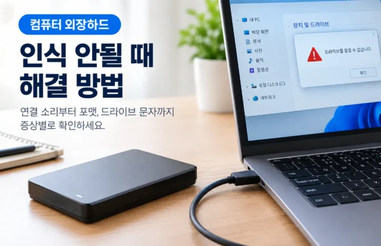 컴퓨터 외장하드 인식 안될 때, 포맷 누르기 전에 소리